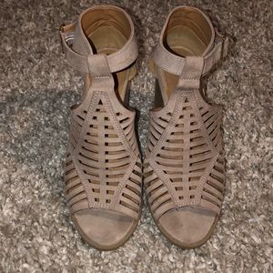 Beige Open-toed Booties